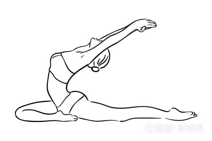 瑜伽姿势女人vecor手画