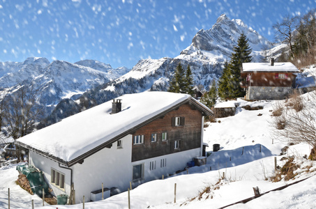 Braunwald，瑞士在冬天