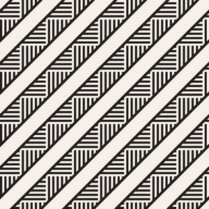 时尚线条格子。民族的单色纹理。抽象的几何背景设计。矢量无缝黑色和白色花纹