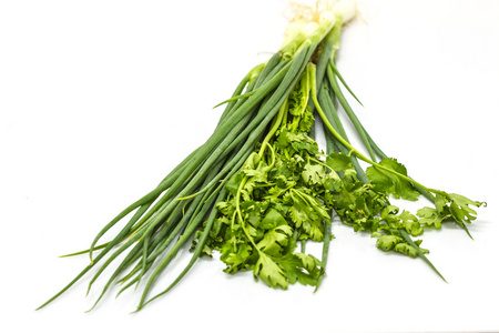 大香菜一群新鲜香菜和葱摄影图