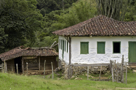 前定居者的房子, 典型的乡村地区的国家的米纳斯吉拉斯州, 巴西照片