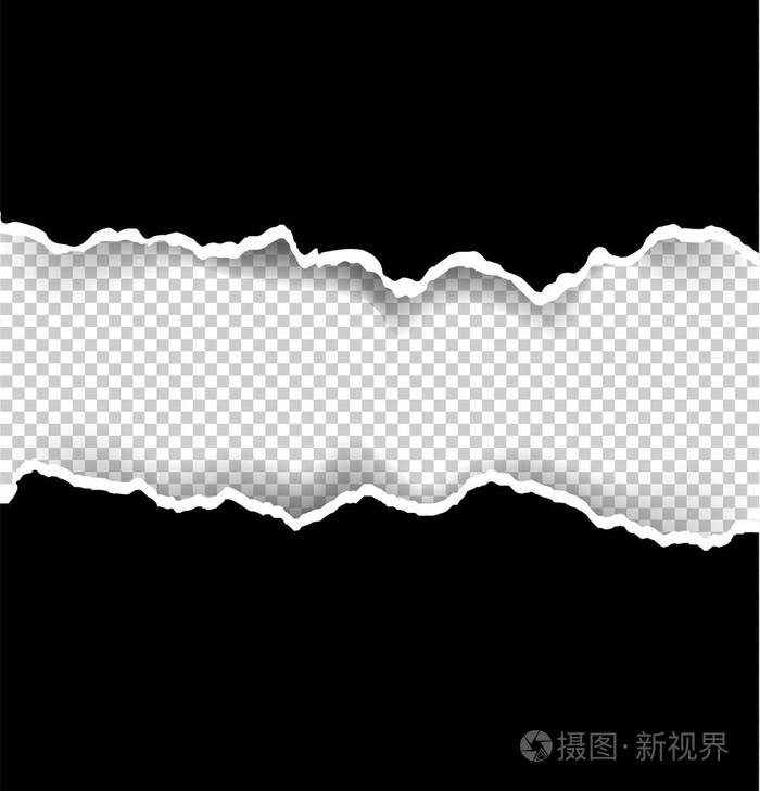 撕纸透明和黑色背景与文本, 矢量艺术和插图的空间