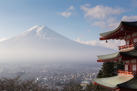 富士山天际线背后 Chureito 宝塔