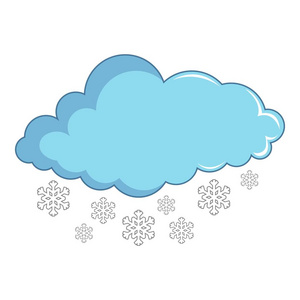 下雪气象卡通云与雪花图标, 卡通风格照片