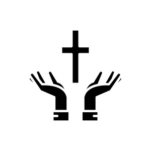 宗教和信仰黑色, 平面图标在集合集合为设计.