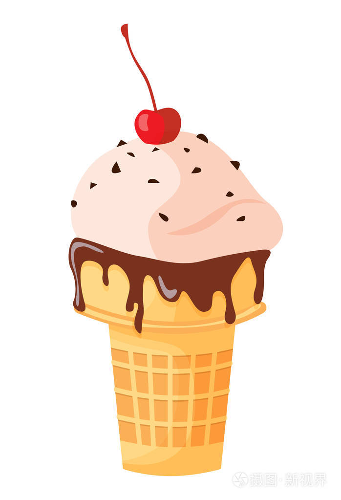 水果冰淇淋在白色背景, 平的向量例证