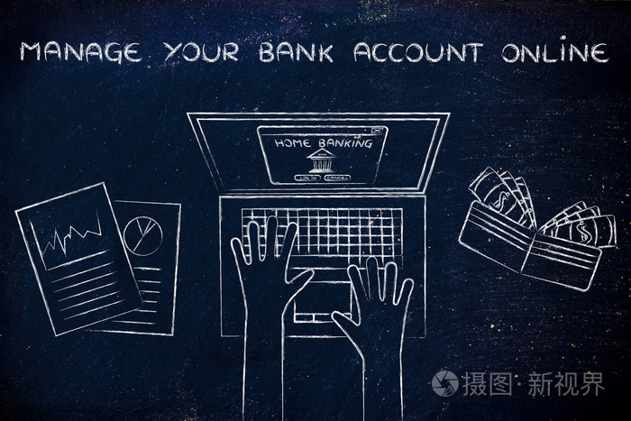 概念的管理你的银行账户在线