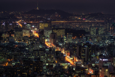 江南区和首尔夜景