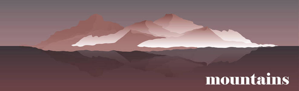 手绘山峰风景插画图片