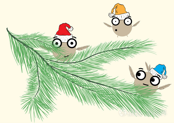 枞树的树枝上的怪物