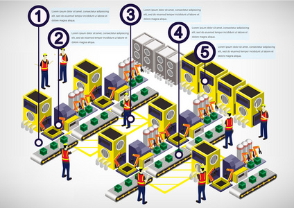 信息图形工厂设备概念的插图