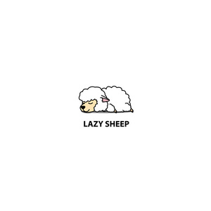 懒羊睡眠图标, 标志设计, 矢量插图