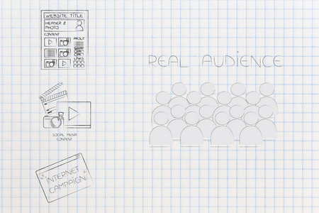 社会媒体品牌大使概念例证 真实观众旁边的数字内容类型