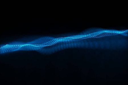 抽象蓝色多边形空间低聚暗背景与连接点和线.连接结构照片