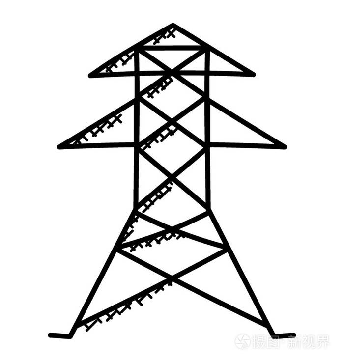 电塔平面矢量图标插画