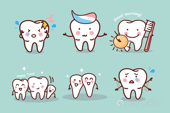 可爱的卡通牙齿刷概念
