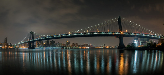 从布鲁克林纽约城市景观夜景