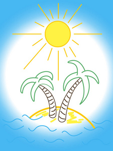 棕榈树的乐趣海滩徽标
