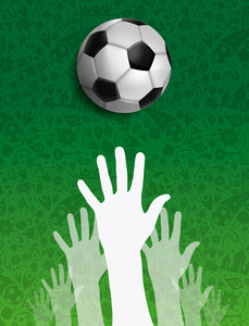 足球赛事插图, 俄罗斯体育游戏背景与人手和脚球。联合社会为体育。Eps10 矢量