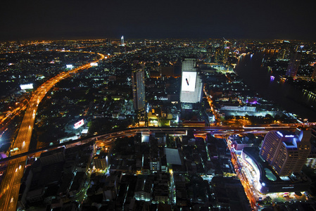 从国家天空酒吧塔曼谷的夜景图片