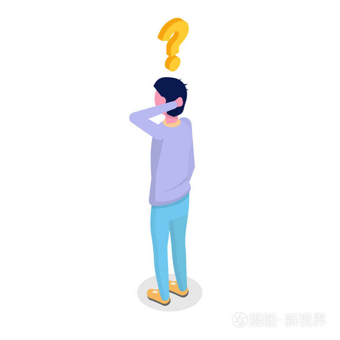 人以问号在头在等距样式