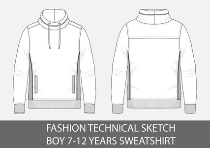 时尚技术素描男孩712 年运动衫与整流罩 nec 在矢量图形