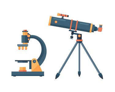 望远镜的天文科学空间发现仪器矢量图