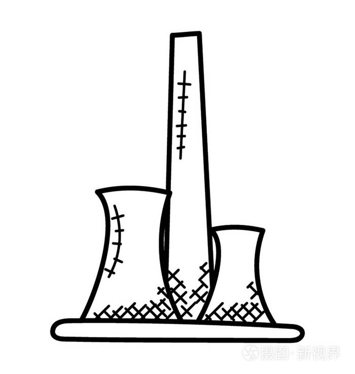 核电站平面矢量图标