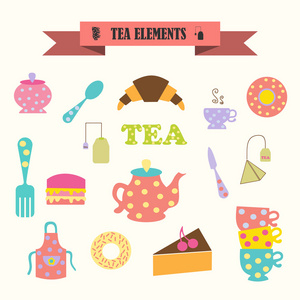 多彩多姿的图标与磁带上主题茶