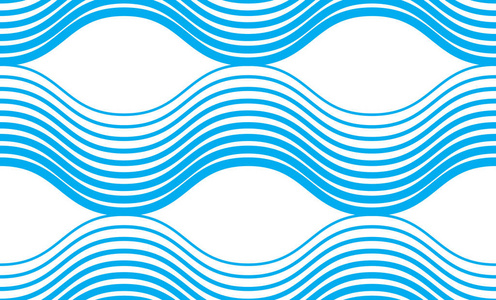 无缝模式与曲线海洋矢量无缝模式与程式化的蓝色波浪, 曲线线抽象重复