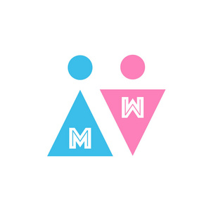 男性和女性的性别标志.男人和女人.蓝色和粉红色的颜色.