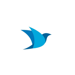 以飞行的鸟鸟标志载体, 飞行鸟标志以蓝色, 矢量图标照片