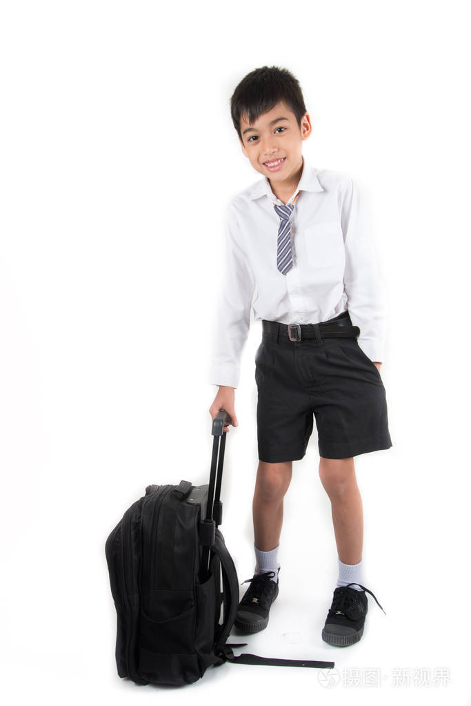 小学生穿校服准备的小男孩