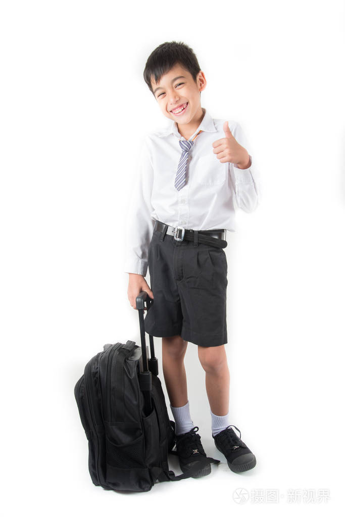 小学生穿校服准备的小男孩