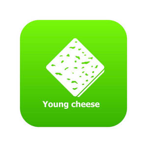 年轻奶酪图标绿色矢量