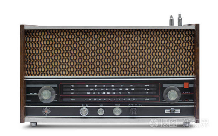 老式无线电隔离是在白色背景