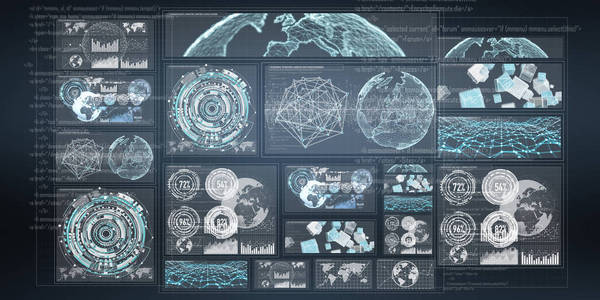 3d 渲染数字图表和图形全息屏幕