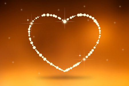 爱情人节的心。情人节礼物心框架。橙色粉红色背景