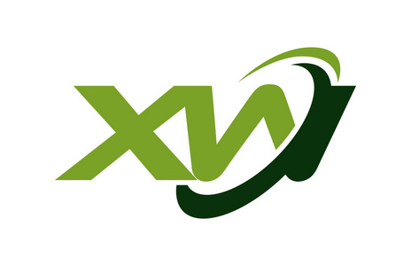 绿色旋风xw 徽标旋风椭圆绿色字母矢量概念照片
