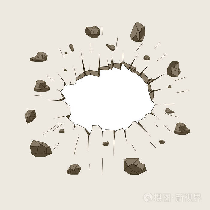 在破碎的墙上的洞.损坏地面.向量插画-正版商用图片0or1wx-摄图新视界