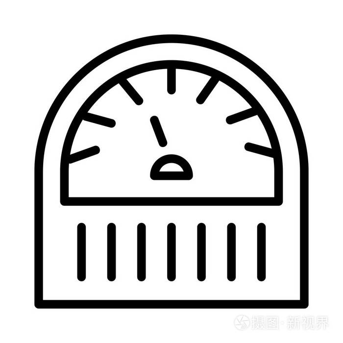 黑色轮廓电压表在白色背景下隔离