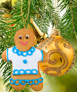 形象的姜饼圣诞装饰背景图片