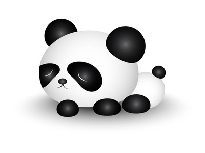 可爱的熊猫卡通-黑白相间照片
