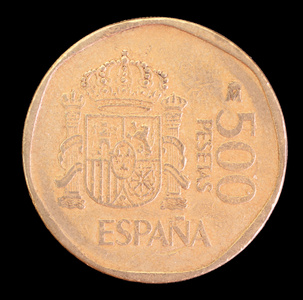 西班牙1989年发行的500枚比塞塔硬币尾部