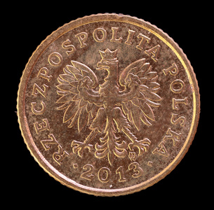 1 波兰钱币硬币，出具波兰在 2013年描绘鹰的头