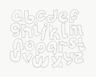 二维手绘字母从 a 到 z 在简单的圆形风格.