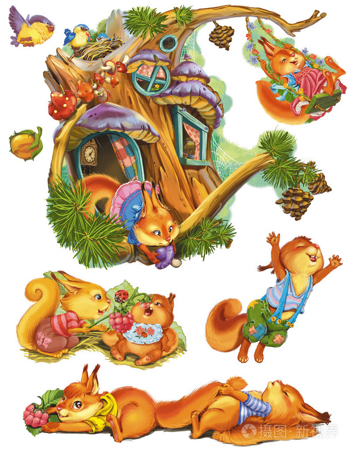 在他家附近的家庭松鼠玩玩得开心