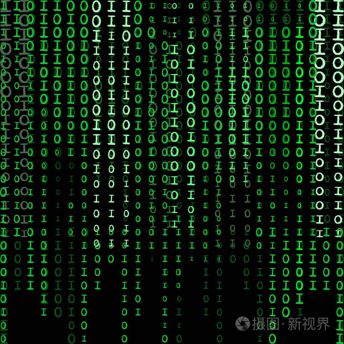 绿色的颜色代码流发光在屏幕上.矢量背景