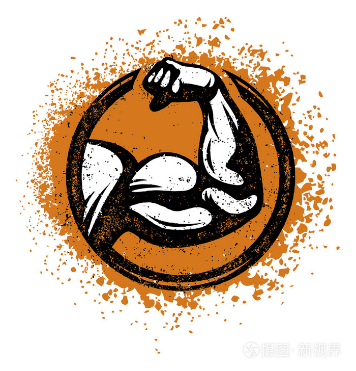 二头肌弯曲手臂健身房标志