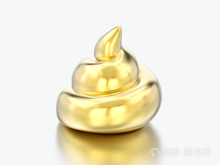 3d例证金子屎在灰色背景下
